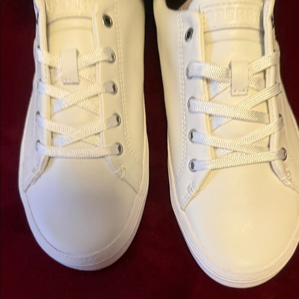 Sperry Sandy LTT Leather whit/metallic Women's White and Pink Sneakers NIB - Picture 4 of 7